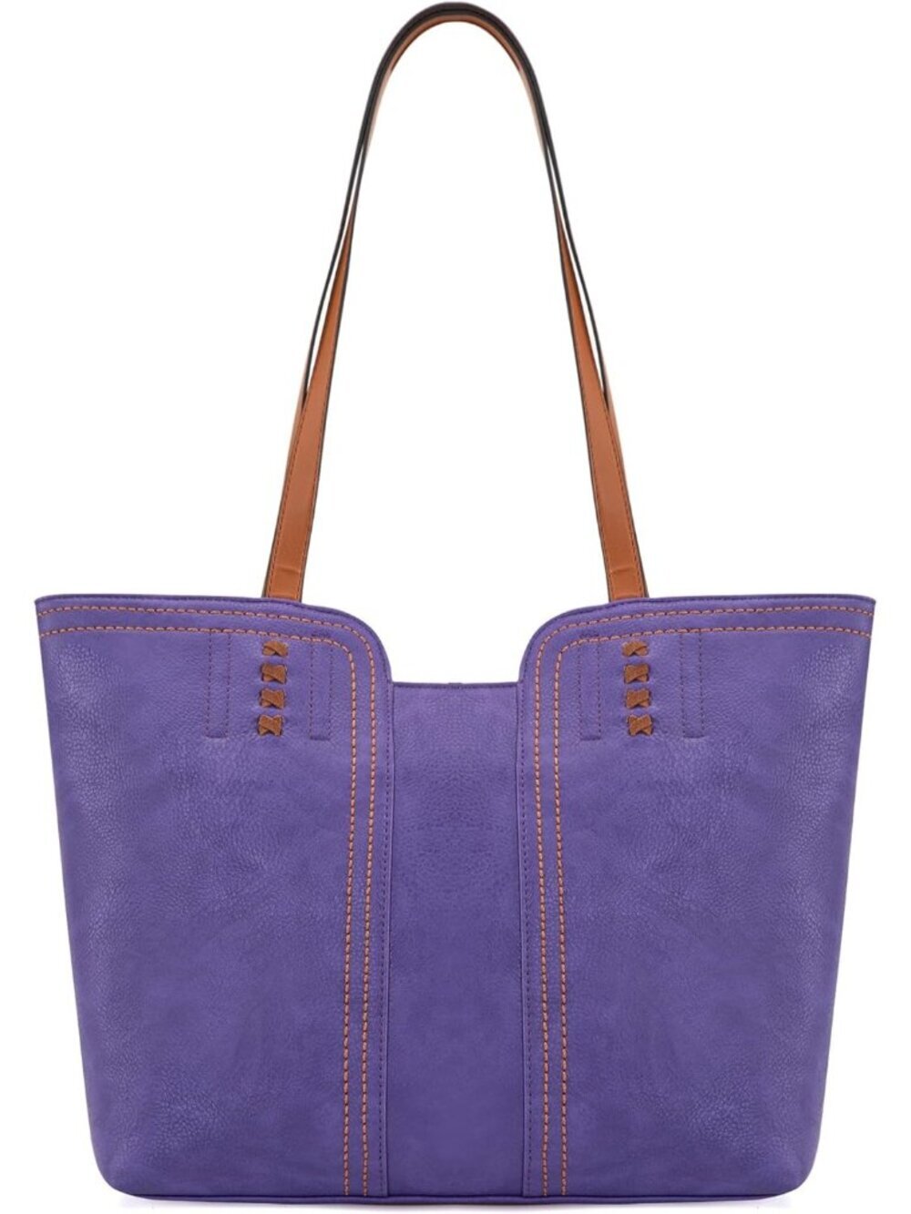 Women's True Purple Vegan Leather Classy Look West Tote Handle Satchel Purse